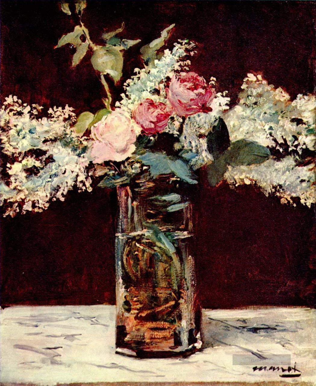 lila und Rosen Eduard Manet impressionistische Blumen Ölgemälde